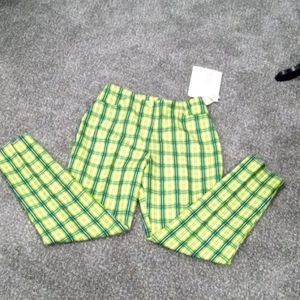 XOXO NWT lime green, white and blue plaid ankle pants. 9/10.  Vintage